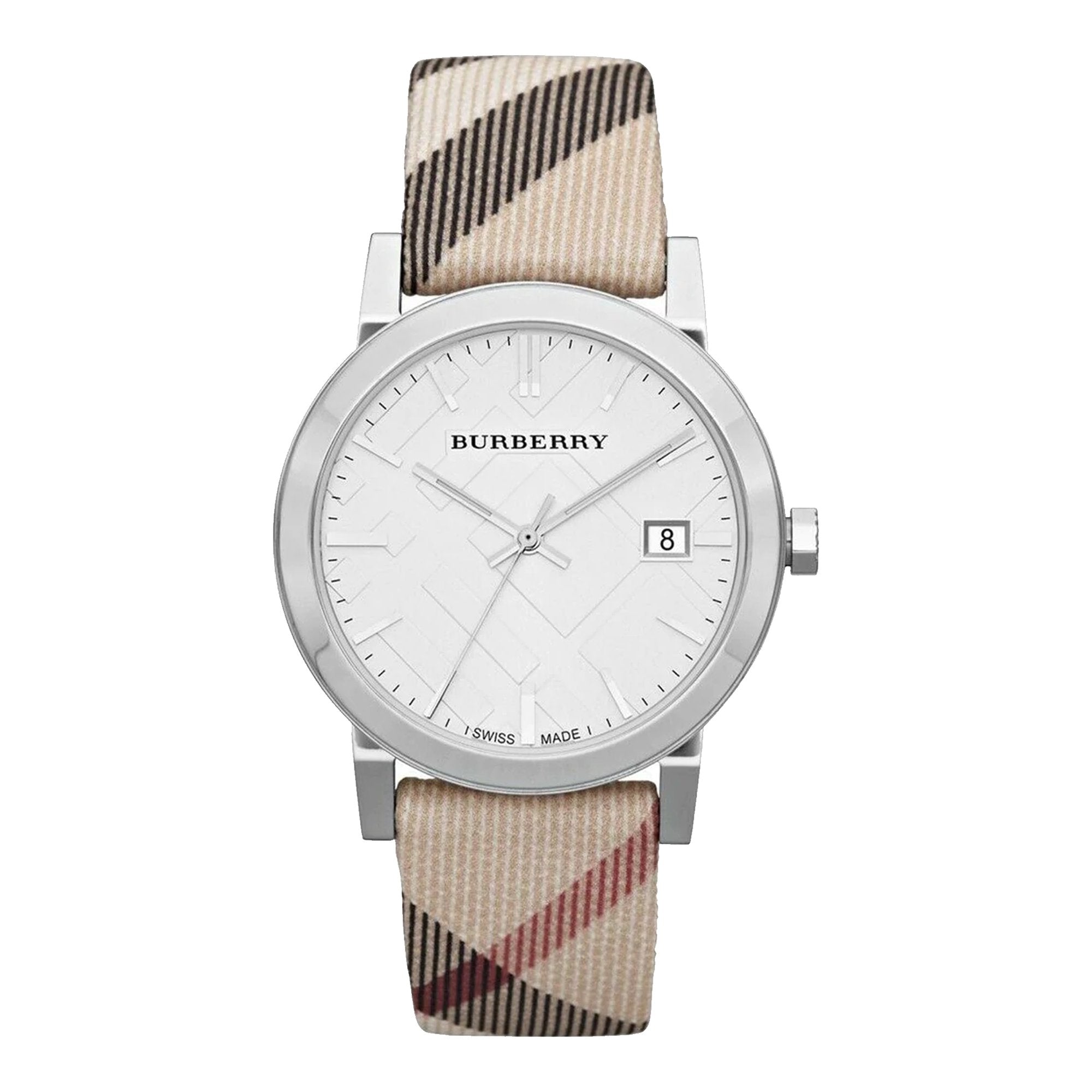  Shop Authentic Burberry The City Nova Silver Dial White Leather Strap Watch for Women - BU9022 - Luxxuri