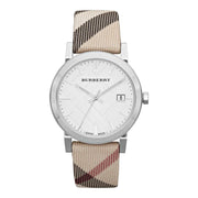  Shop Authentic Burberry The City Nova Silver Dial White Leather Strap Watch for Women - BU9022 - Luxxuri