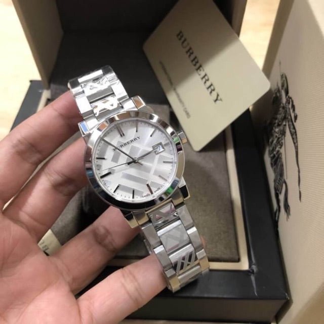  Shop Authentic Burberry The City White Dial Silver Steel Strap Watch for Women - BU9144 - Luxxuri