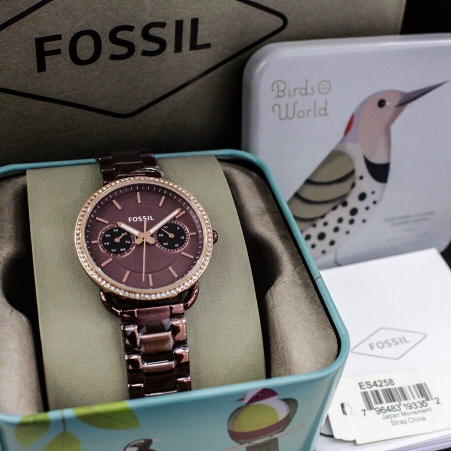  Shop Authentic Fossil Tailor Analog Brown Dial Brown Steel Strap Watch for Women - ES4258 - Luxxuri