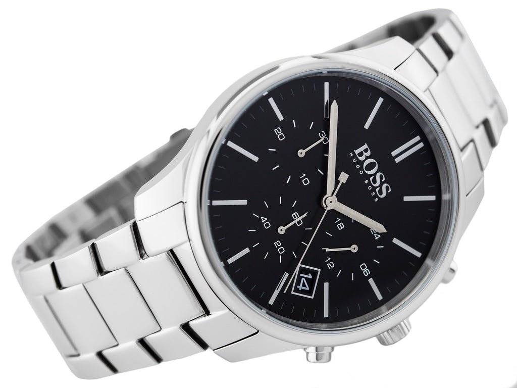  Shop Authentic Hugo Boss Commander Black Dial Silver Steel Strap Watch for Men - 1513433 - Luxxuri