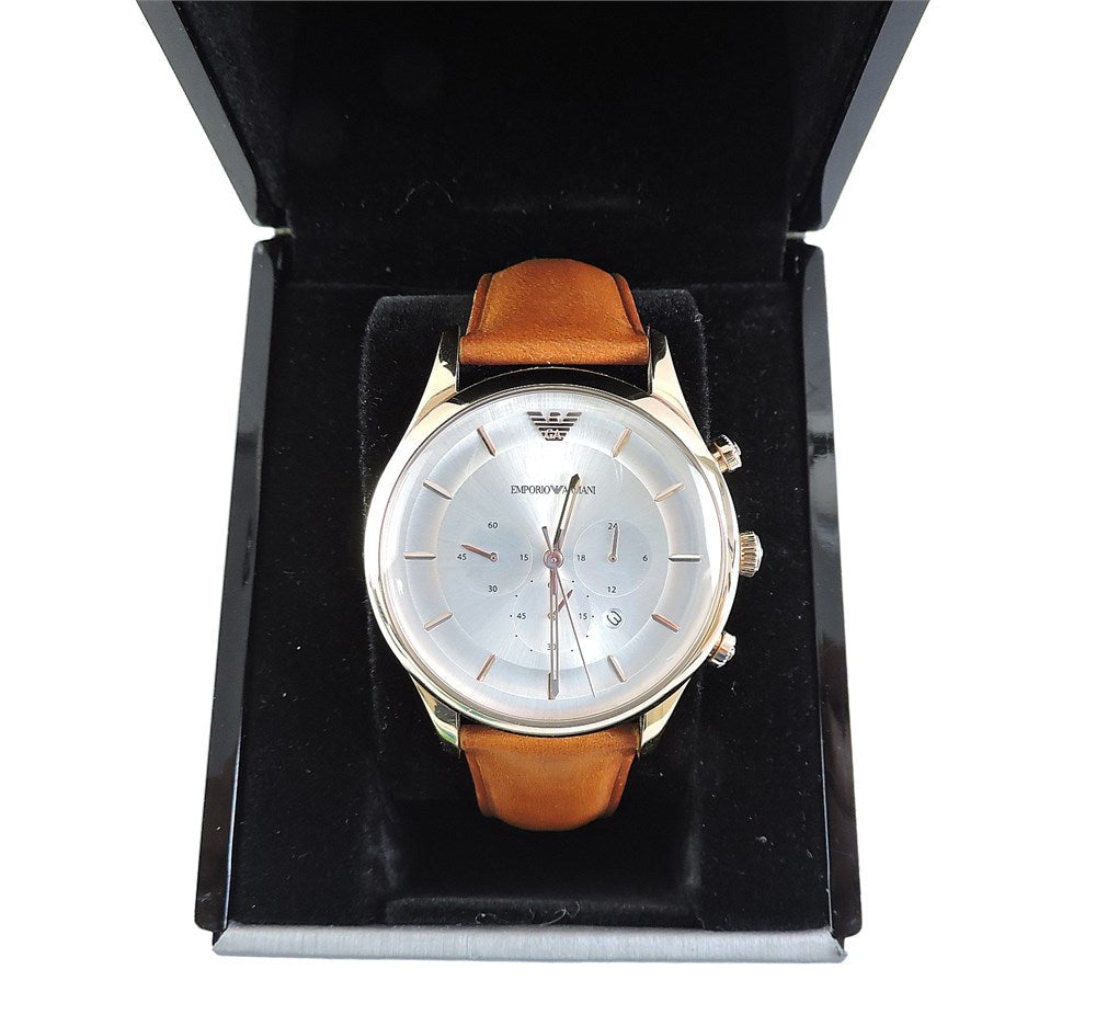  Shop Authentic Emporio Armani Quartz Silver Dial Brown Leather Strap Watch For Men - AR11043 - Luxxuri