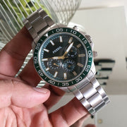  Shop Authentic Fossil Bannon Chronograph Green Dial Silver Steel Strap Watch for Men - BQ2492 - Luxxuri
