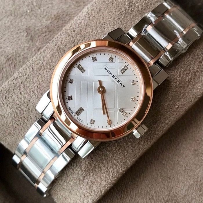  Shop Authentic Burberry The City Silver Dial Two Tone Steel Strap Watch for Women - BU9214 - Luxxuri