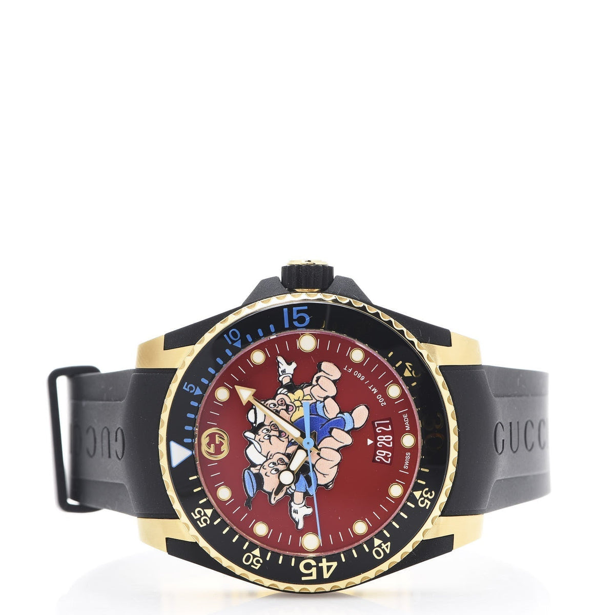  Shop Authentic Gucci Dive Quartz Red Dial Black Rubber Strap Watch For Men - YA136325 - Luxxuri