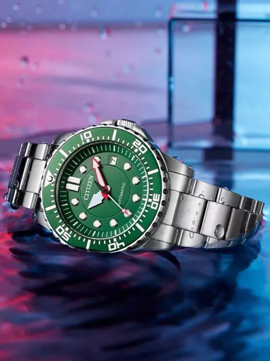  Shop Authentic Citizen Promaster Mechanical Green Dial Silver Steel Strap Watch For Men - NJ0129-87X - Luxxuri