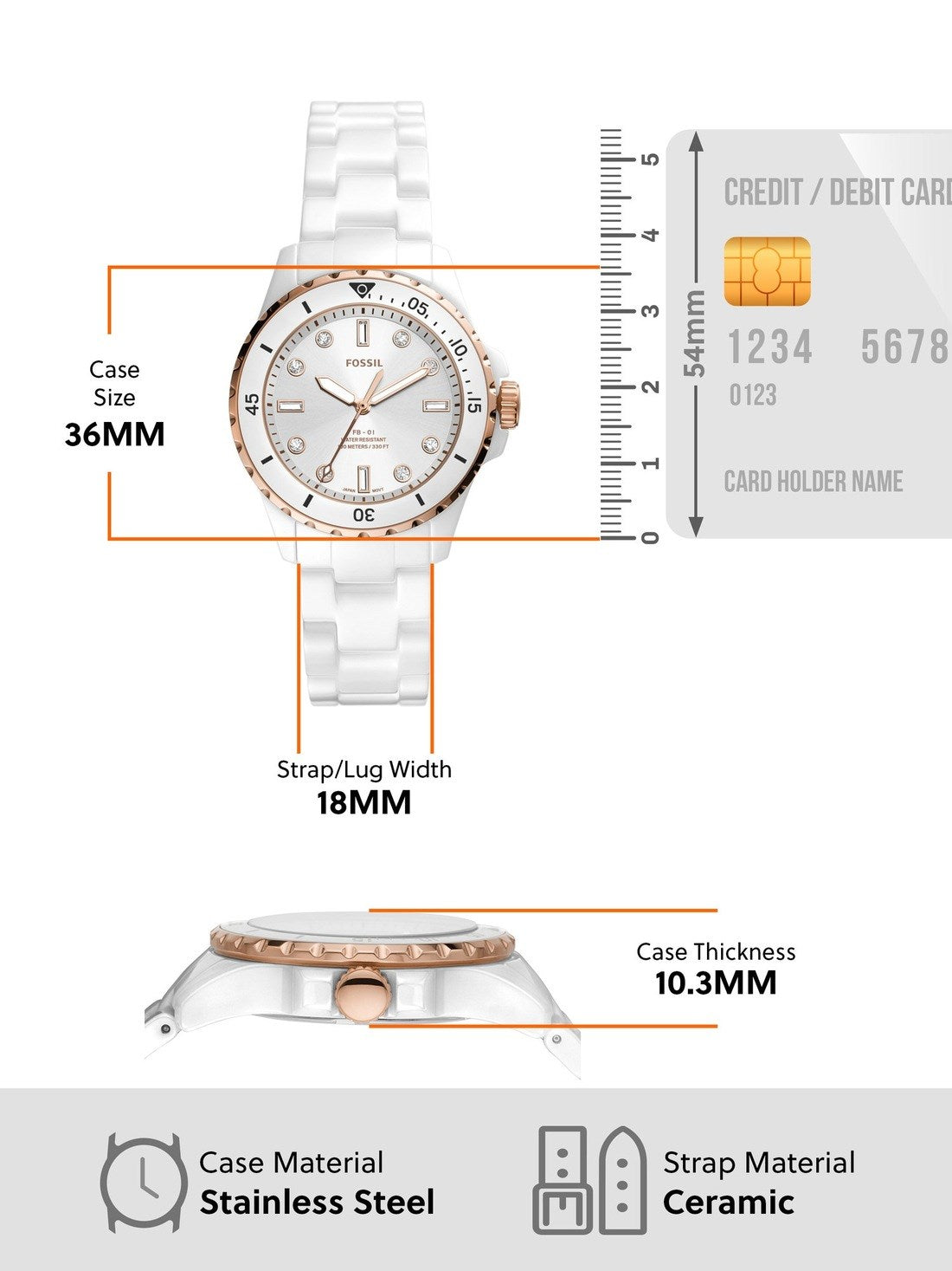  Shop Authentic Fossil FB-01 Analog White Dial White Ceramic Strap Watch for Women - CE1107 - Luxxuri