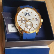  Shop Authentic Tommy Hilfiger Decker White Dial Blue Rubber Strap Watch for Men - 1791353 - Luxxuri