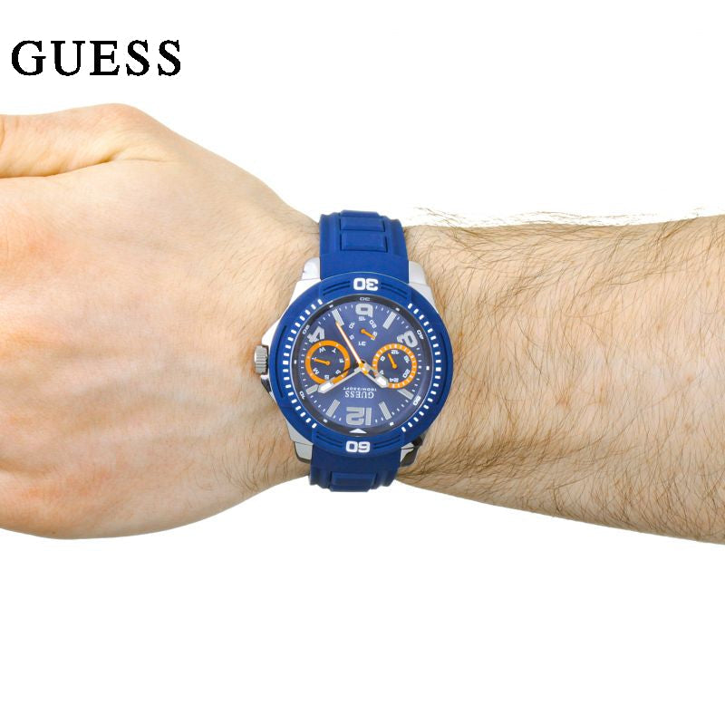  Shop Authentic Guess Trade Blue Dial Blue Silicone Strap Watch for Men - W0967G2 - Luxxuri