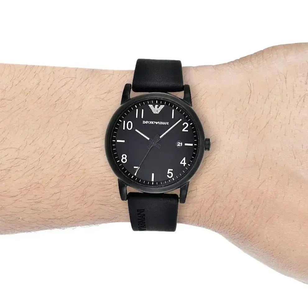  Shop Authentic Emporio Armani Luigi Quartz Black Dial Black Silicon Strap Watch For Men - AR11071 - Luxxuri