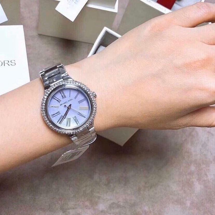  Shop Authentic Michael Kors Taryn Mother of Pearl Purple Dial Silver Steel Strap Watch For Women - MK6562 - Luxxuri