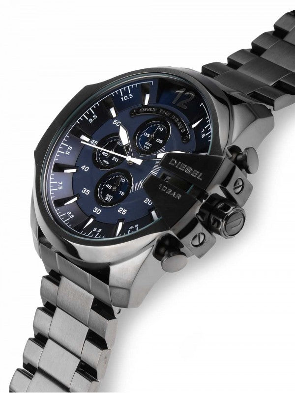  Shop Authentic Diesel Mega Chief Chronograph Blue Dial Black Steel Strap Watch For Men - DZ4329 - Luxxuri