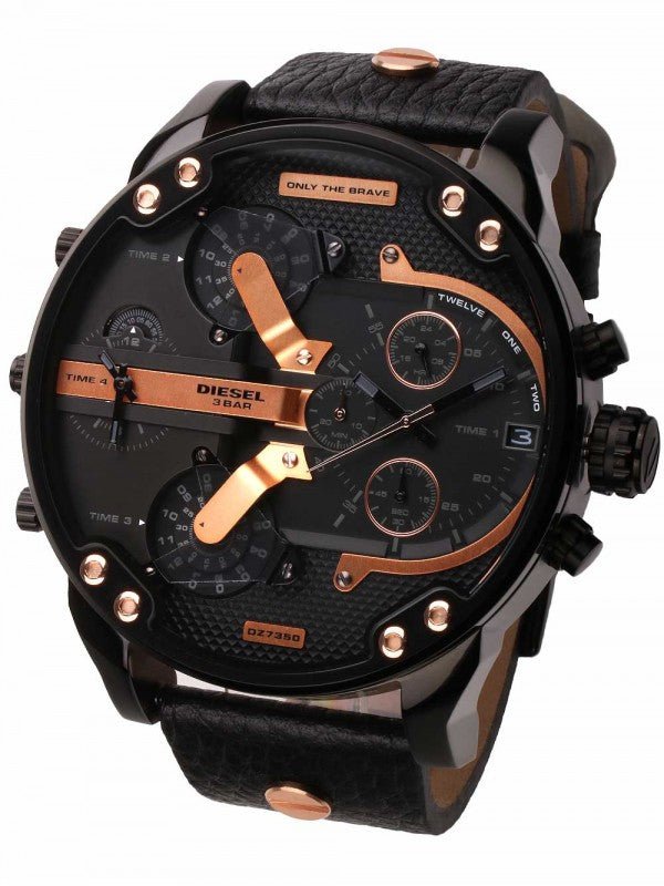  Shop Authentic Diesel Mr Daddy 2.0 Black Dial Black Leather Strap Watch For Men - DZ7350 - Luxxuri