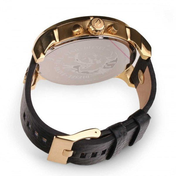  Shop Authentic Diesel Mr Daddy Black & Gold Dial Black Leather Strap Watch For Men - DZ7371 - Luxxuri