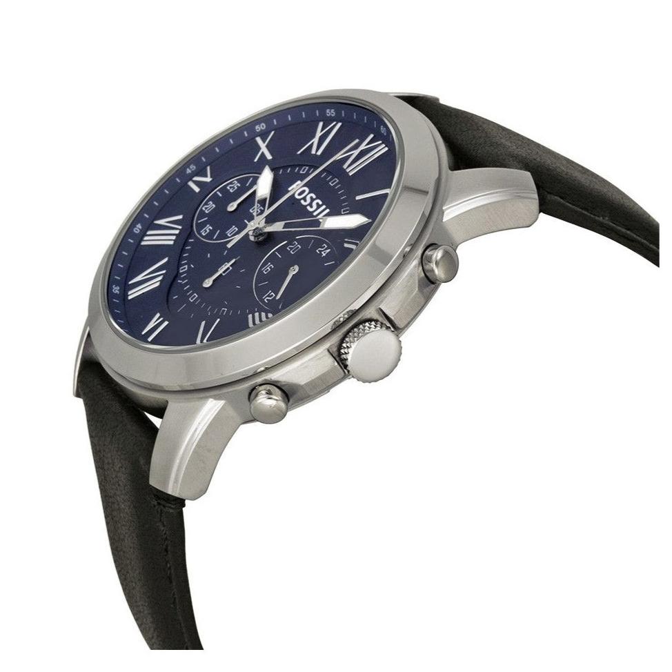  Shop Authentic Fossil Grant Chronograph Blue Dial Black Leather Strap Watch for Men - FS4990 - Luxxuri