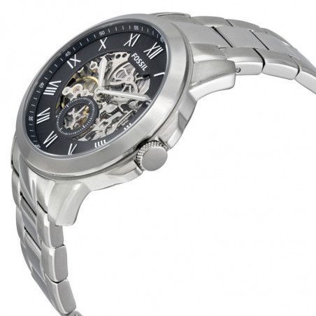  Shop Authentic Fossil Grant Skeleton Black Dial Silver Steel Strap Watch for Men - ME3055 - Luxxuri