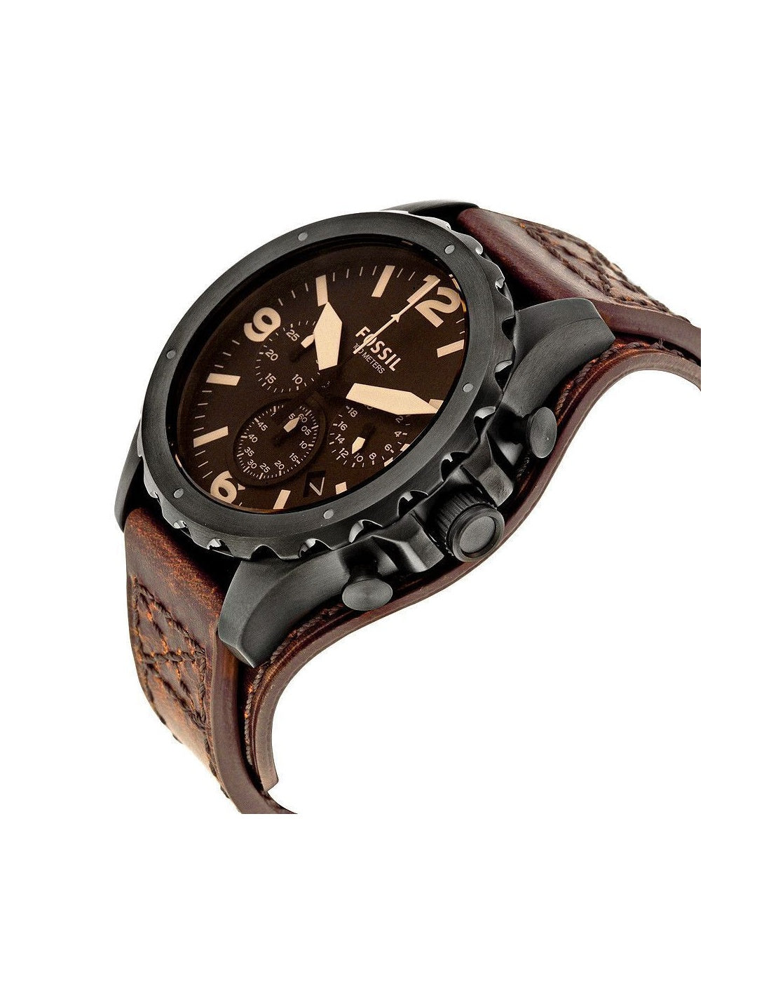  Shop Authentic Fossil Nate Chronograph Brown Dial Brown Leather Strap Watch for Men - JR1511 - Luxxuri
