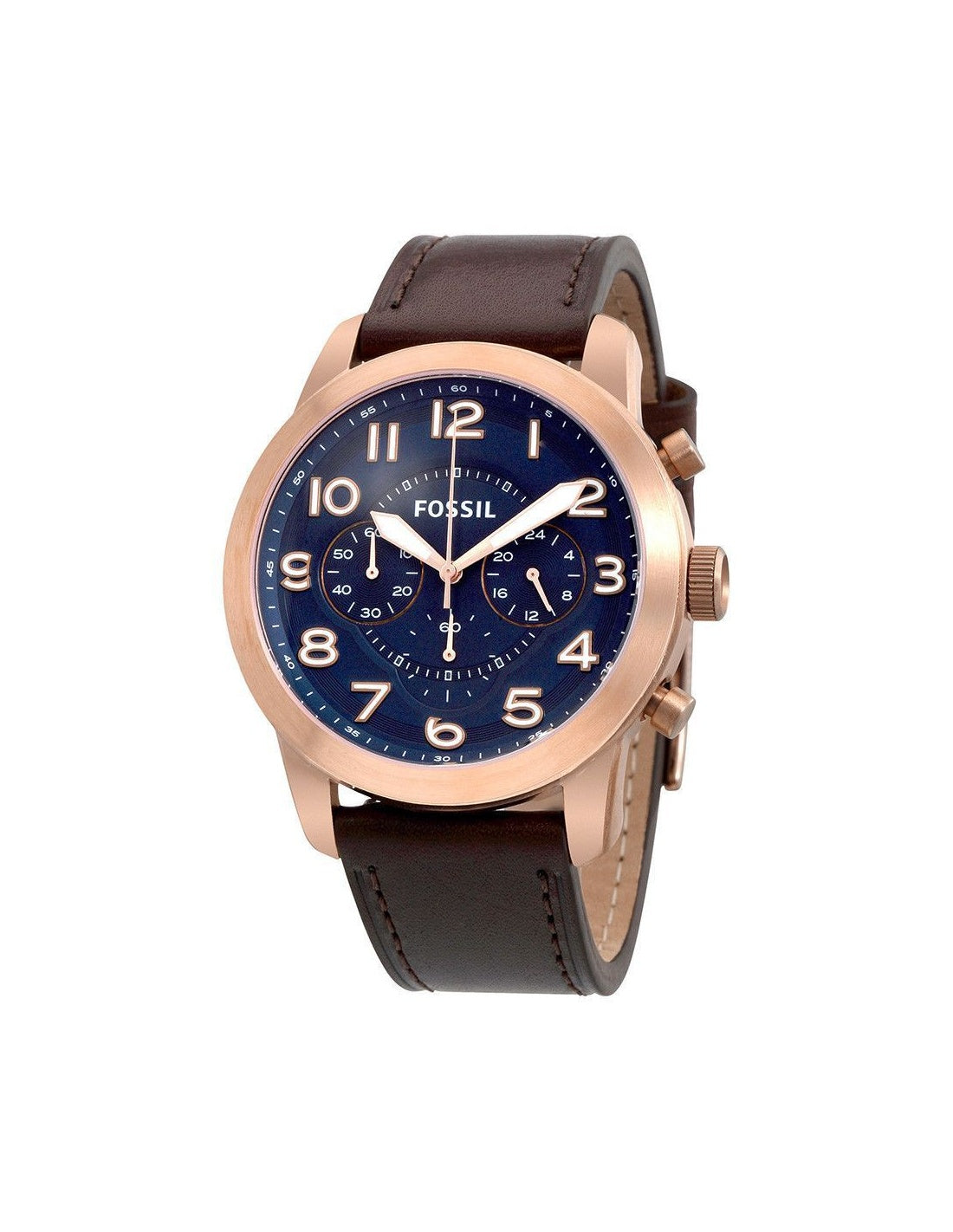  Shop Authentic Fossil Pilot 54 Chronograph Blue Dial Brown Leather Strap Watch for Men - FS5204 - Luxxuri