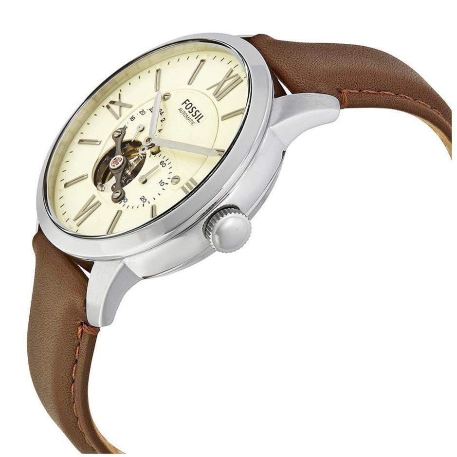  Shop Authentic Fossil Townsman Automatic White Dial Brown Leather Strap Watch for Men - ME3064 - Luxxuri