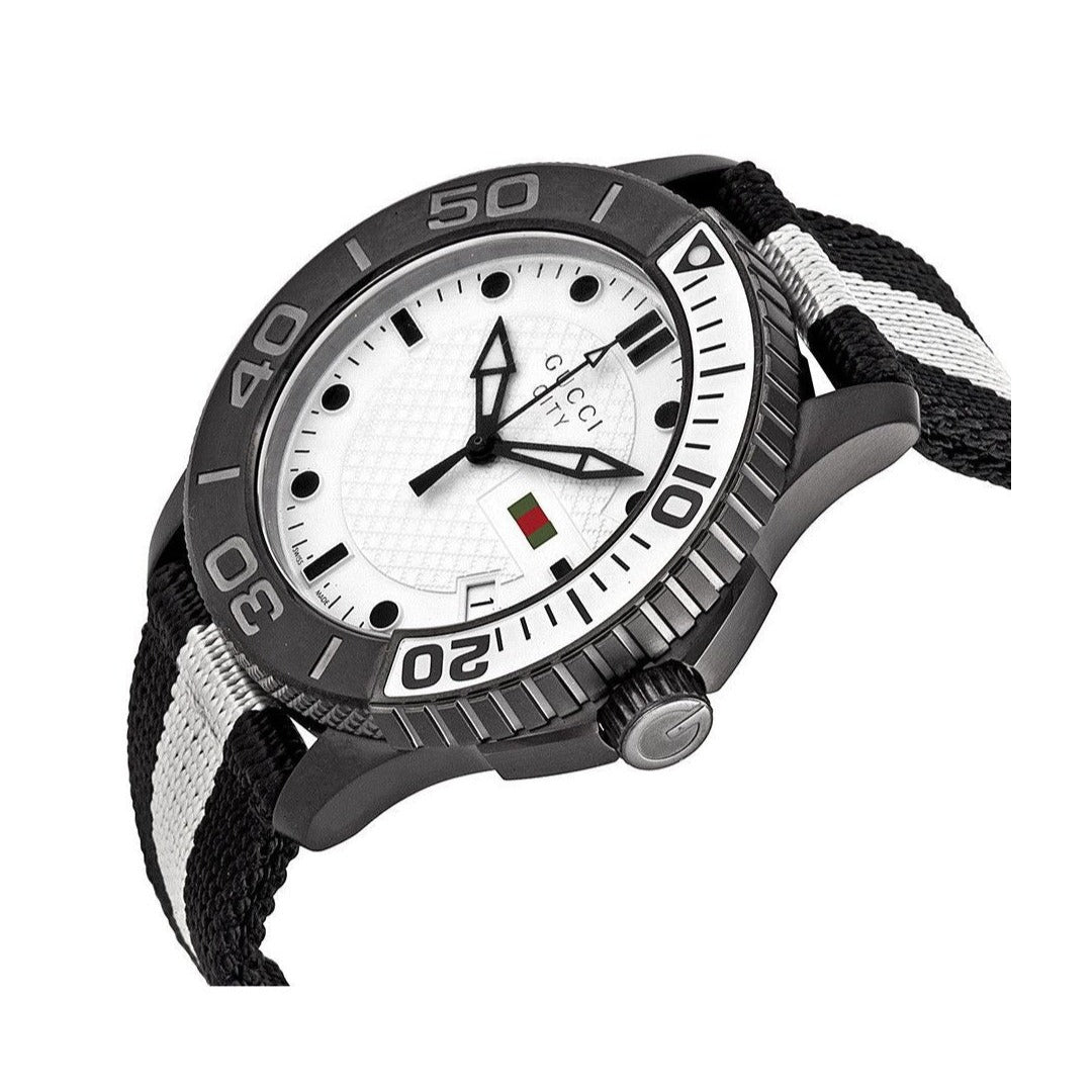  Shop Authentic Gucci G Timeless XL White Dial Two Tone NATO Strap Watch For Men - YA126243 - Luxxuri