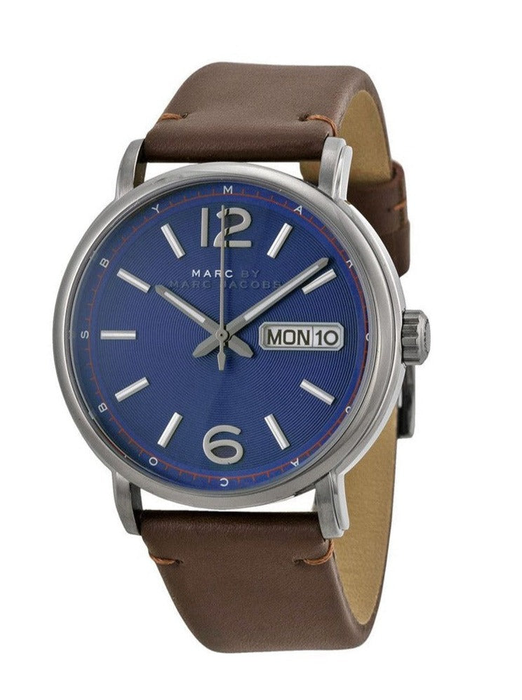  Shop Authentic Marc Jacobs Fergus Blue Dial Brown Leather Strap Watch for Men - MBM5078 - Luxxuri