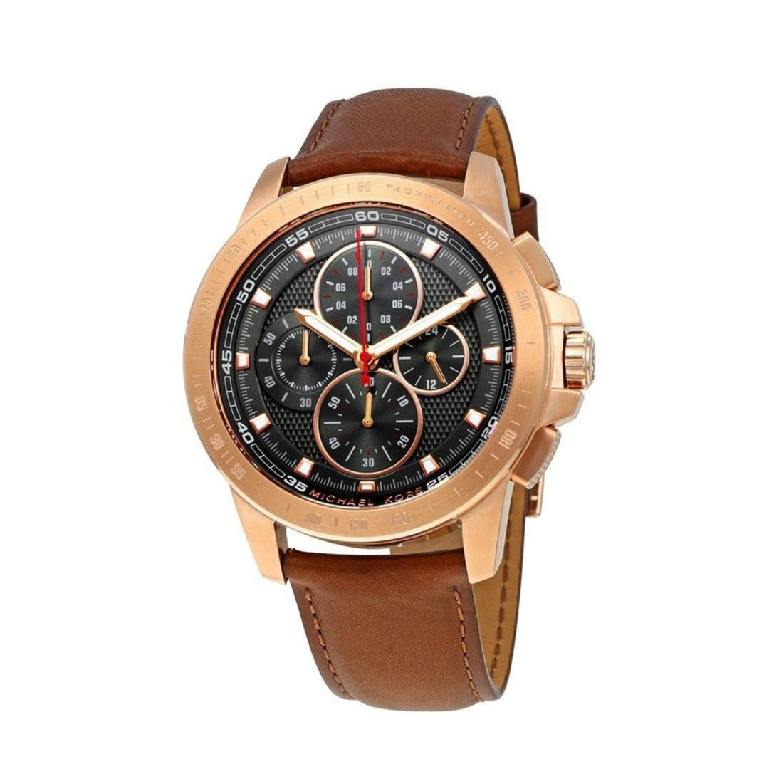  Shop Authentic Michael Kors Ryker Analog Gray Dial Brown Leather Strap Watch For Men - MK8519 - Luxxuri