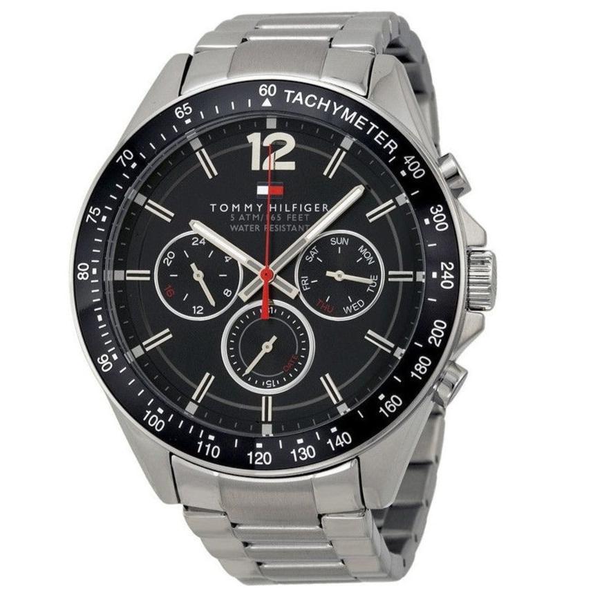  Shop Authentic Tommy Hilfiger Luke Chronograph Black Dial Silver Steel Strap Watch for Men - 1791104 - Luxxuri