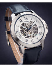  Shop Authentic Fossil Grant Automatic Skeleton Silver Dial Blue Leather Strap Watch for Men - ME3111 - Luxxuri