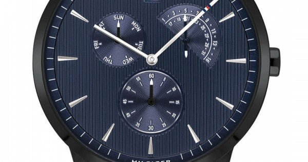  Shop Authentic Tommy Hilfiger Brad Quartz Blue Dial Black Mesh Bracelet Watch For Men - 1710392 - Luxxuri