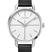  Shop Authentic Calvin Klein Evan White Dial Black Leather Strap Watch for Women - K7B231CY - Luxxuri