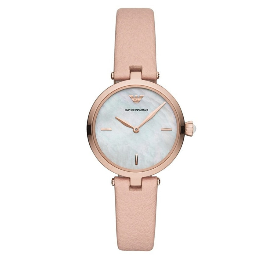  Shop Authentic Emporio Armani Arianna Mother of Pearl Dial Pink Leather Strap Watch For Women - AR11199 - Luxxuri