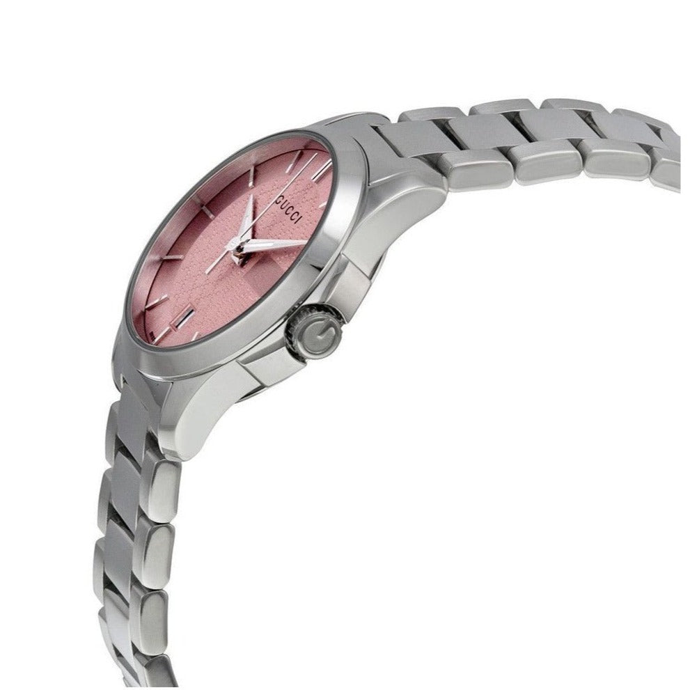  Shop Authentic Gucci G Timeless Pink Dial Silver Steel Strap Watch For Women - YA126524 - Luxxuri