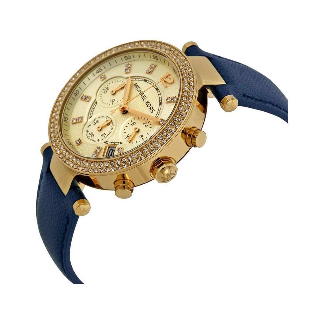 Shop Authentic Michael Kors Parker Gold Dial Blue Leather Strap Watch for Women - MK2280 - Luxxuri