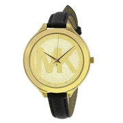  Shop Authentic Michael Kors Slim Runway Quartz Gold Dial Black Leather Strap Watch For Women - MK2392 - Luxxuri