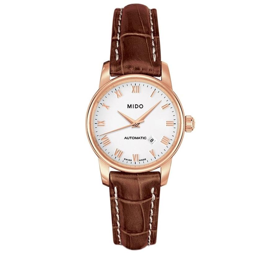  Shop Authentic Mido Baroncelli III Automatic White Dial Brown Leather Strap Watch For Women - M7600.3.26.8 - Luxxuri