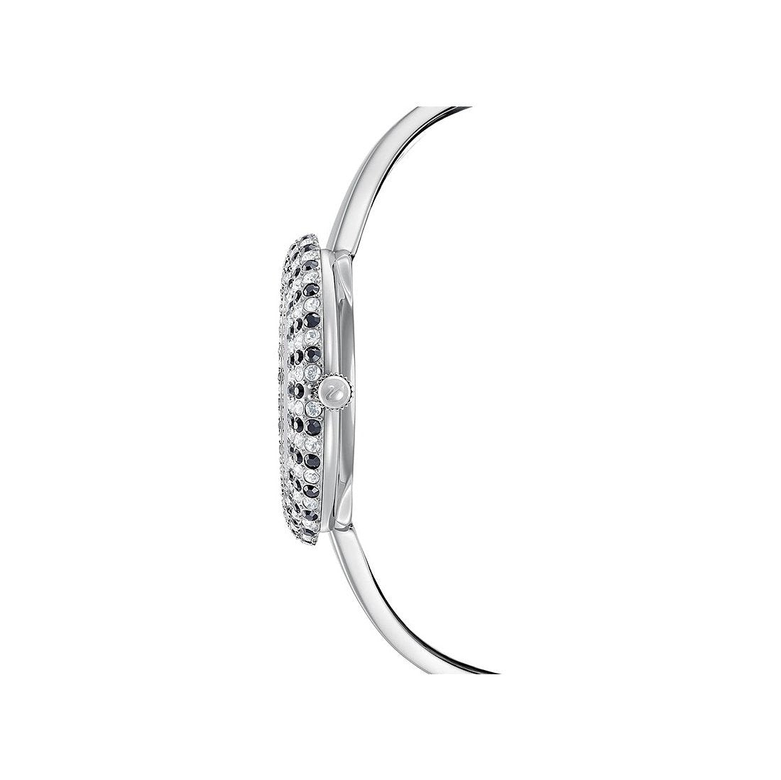  Shop Authentic Swarovski Crystal Rose Black Dial Silver Steel Strap Watch for Women - 5484076 - Luxxuri