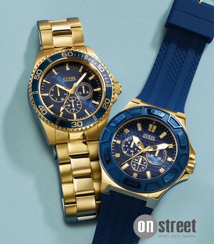  Shop Authentic Guess Chaser Multifunction Blue Dial Gold Steel Strap Watch for Men - W0172G5 - Luxxuri