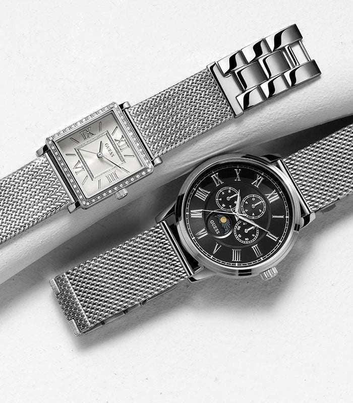  Shop Authentic Guess Delancey Black Dial Silver Mesh Bracelet Watch for Men - W0871G1 - Luxxuri