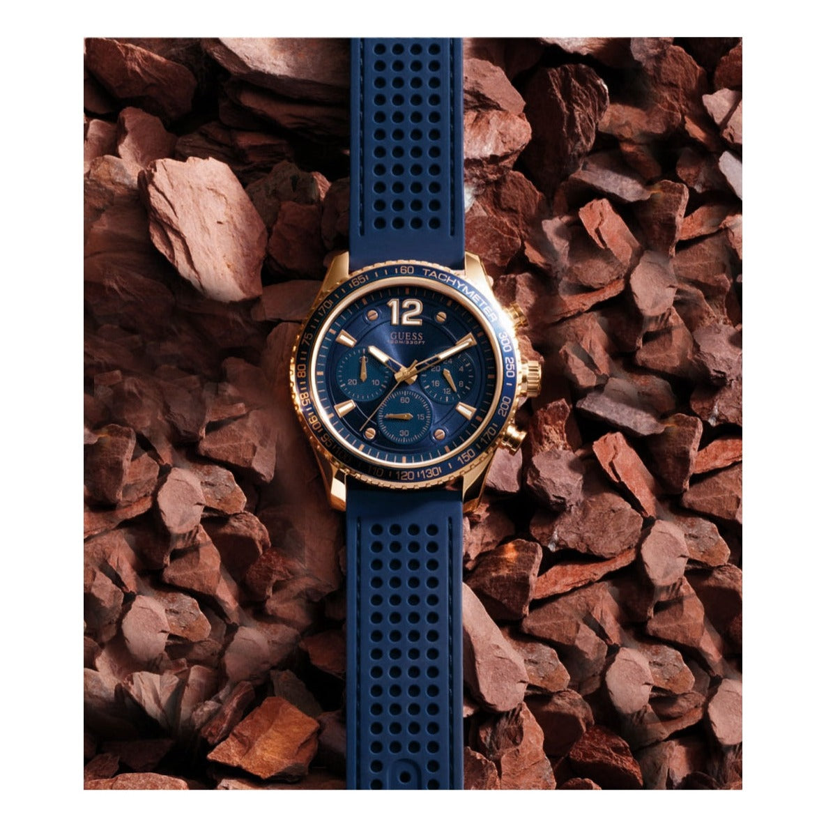  Shop Authentic Guess Fleet Blue Dial Blue Rubber Strap Watch for Men - W0971G3 - Luxxuri
