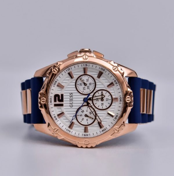  Shop Authentic Guess Interpid White & Rose Gold Dial Blue Silicone Strap Watch For Women - W0325L8 - Luxxuri