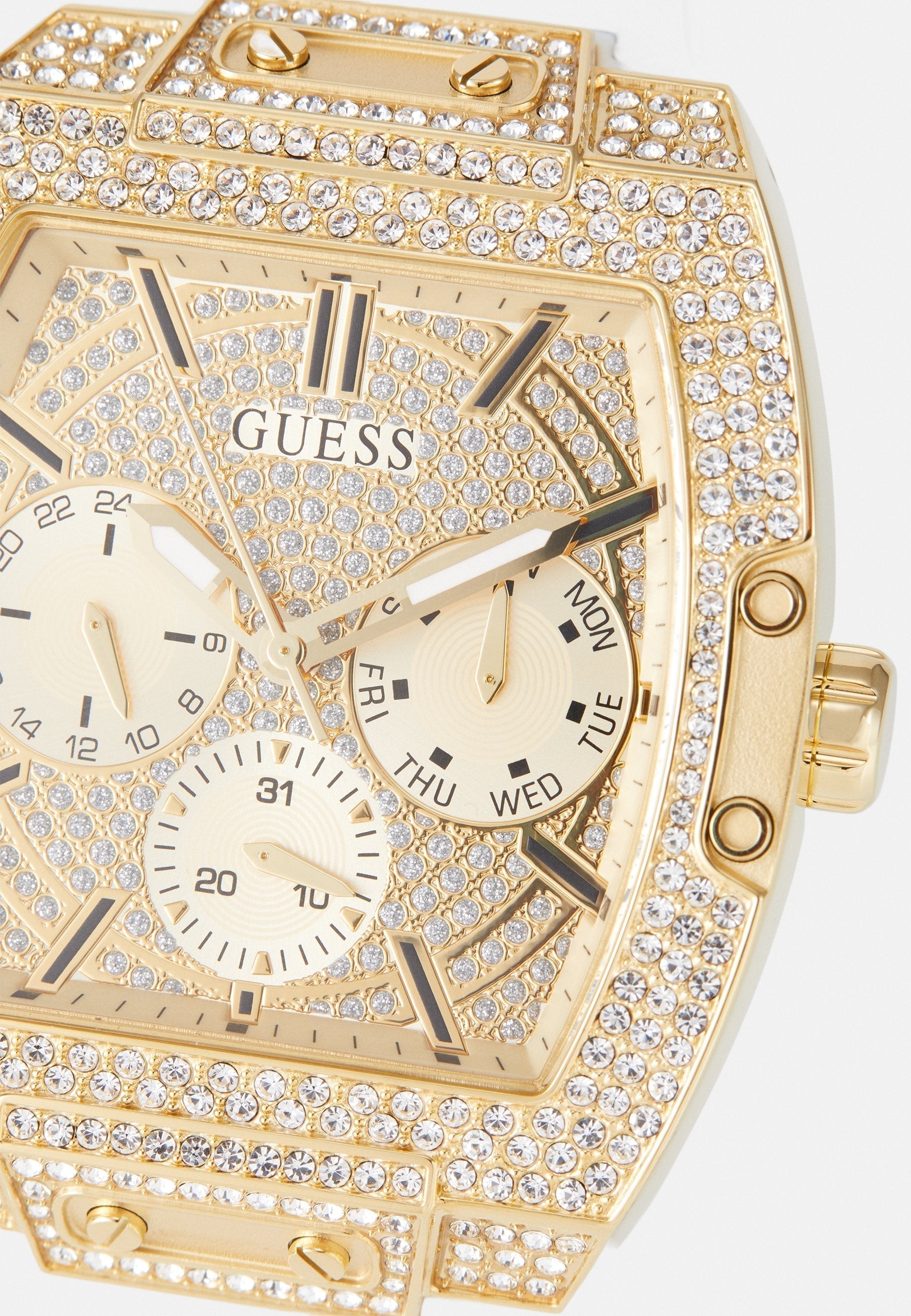  Shop Authentic Guess Phoenix Multifunction Quartz Gold Dial White Silicon Strap Watch For Men - GW0048G3 - Luxxuri