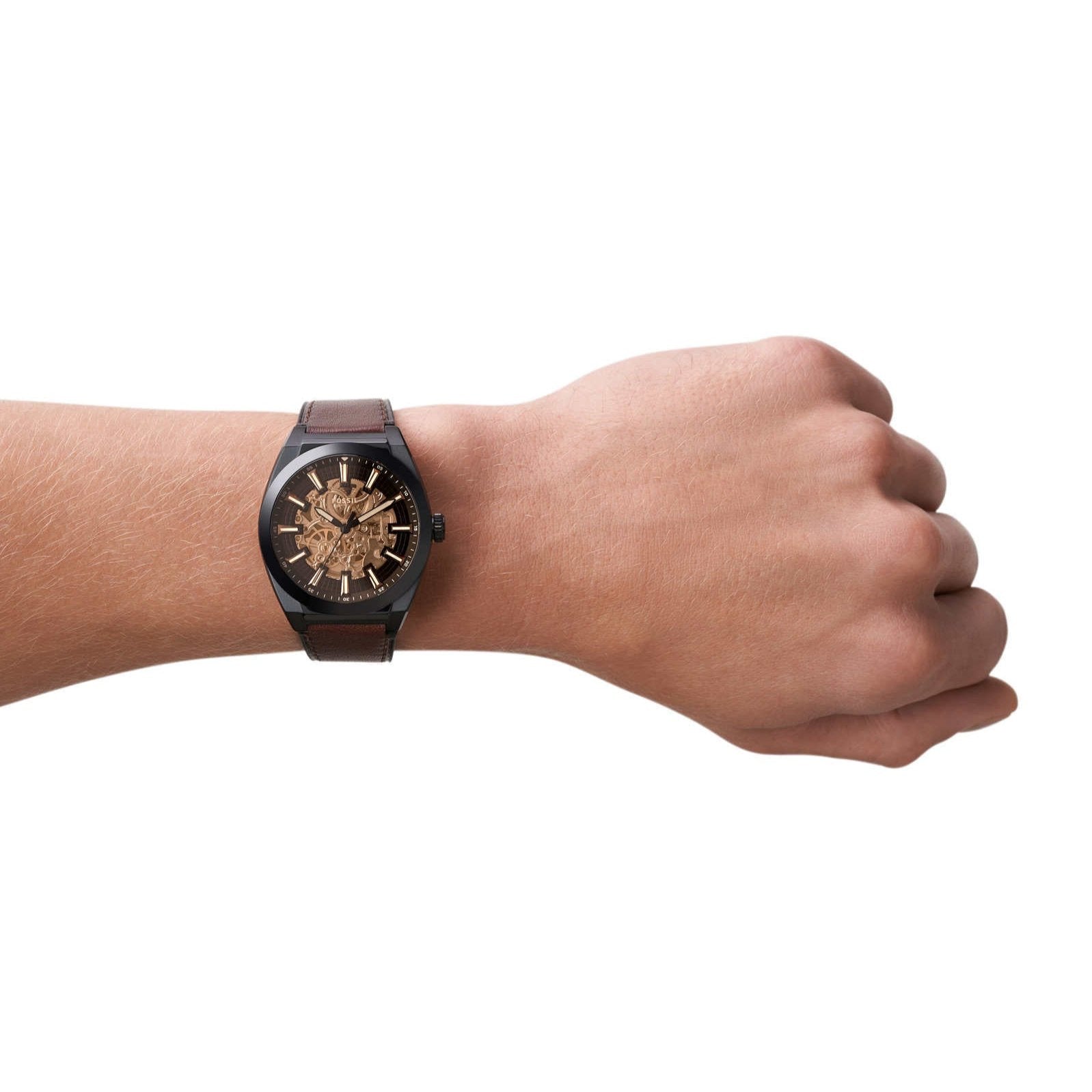  Shop Authentic Fossil Everett Automatic Analog Black Dial Brown Leather Strap Watch for Men - ME3207 - Luxxuri