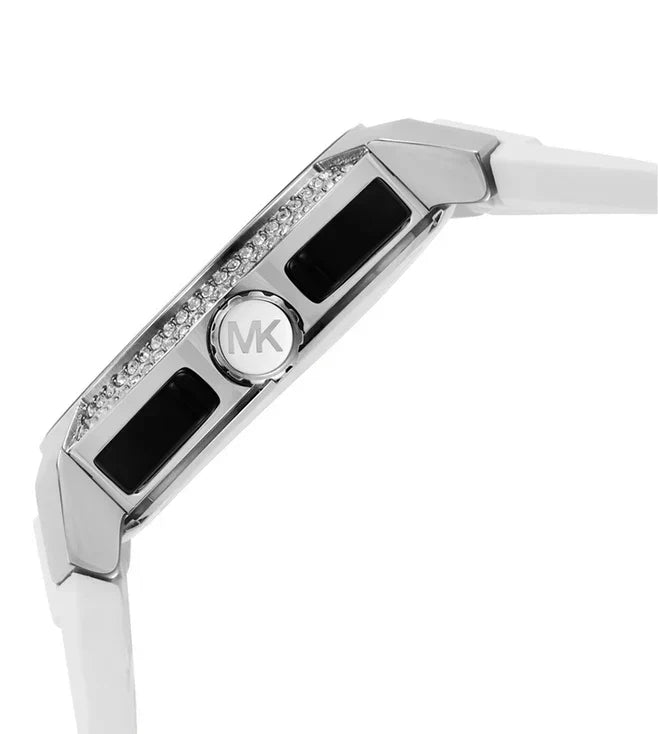  Shop Authentic Michael Kors Sidney Multifunction Black Dial White Silicone Strap Watch For Women - MK6947 - Luxxuri
