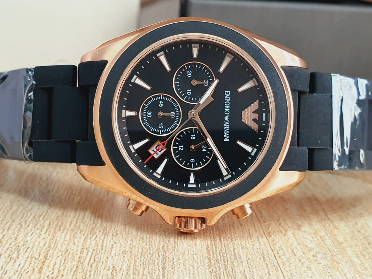  Shop Authentic Emporio Armani Sigma Chronograph Black Dial Black SIlicon Strap Watch For Men - AR6066 - Luxxuri