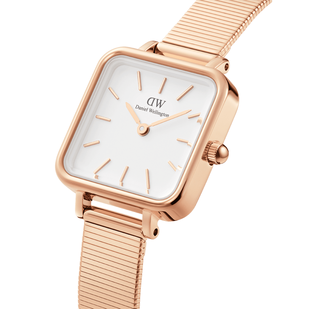  Shop Authentic Daniel Wellington Quadro Studio White Dial Rose Gold Mesh Strap Watch For Women - DW00100517 - Luxxuri