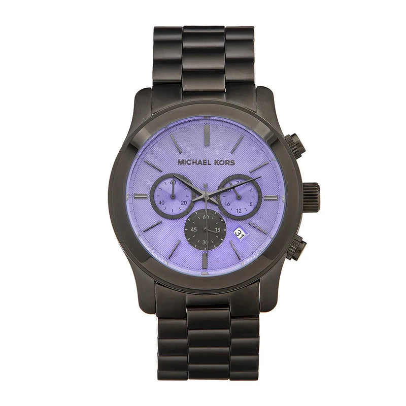  Shop Authentic Michael Kors Runway Chronograph Purple Dial Black Steel Strap Watch For Women - MK5954 - Luxxuri