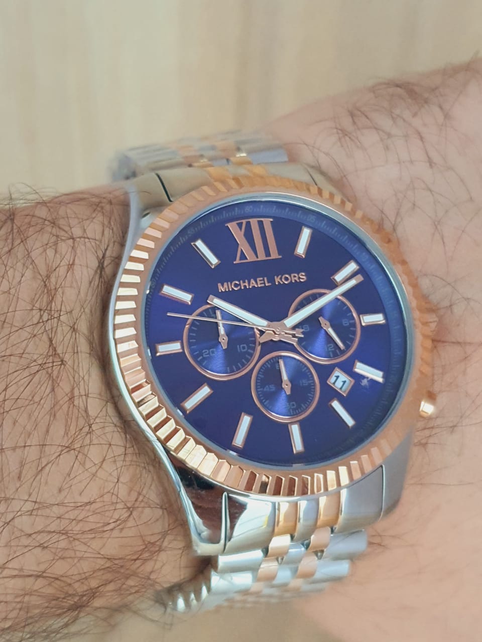  Shop Authentic Michael Kors Lexington Blue Dial Two Tone Steel Strap Watch for Men - MK8412 - Luxxuri