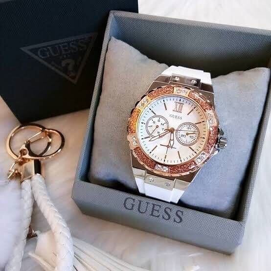  Shop Authentic Guess Limelight White Dial White Rubber Strap Watch for Women - W1053L2 - Luxxuri