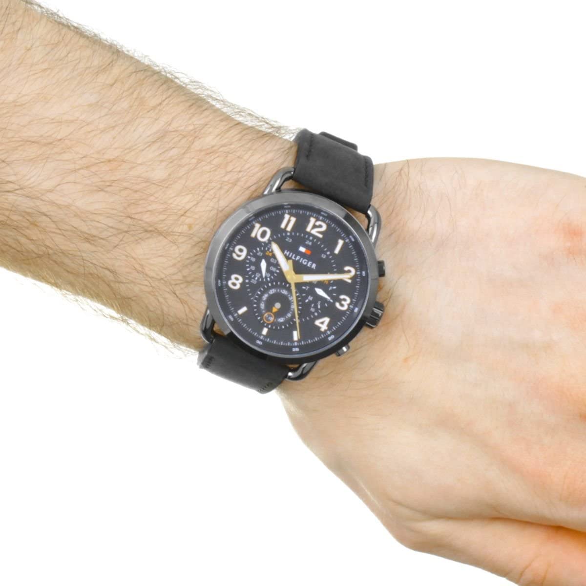  Shop Authentic Tommy Hilfiger Briggs Black Dial Black Leather Strap Watch for Men - 1791426 - Luxxuri