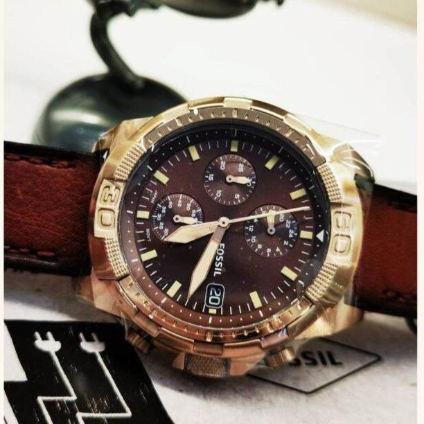  Shop Authentic Fossil Bronson Chronograph Brown Dial Brown Leather Strap Watch for Men - FS5857 - Luxxuri